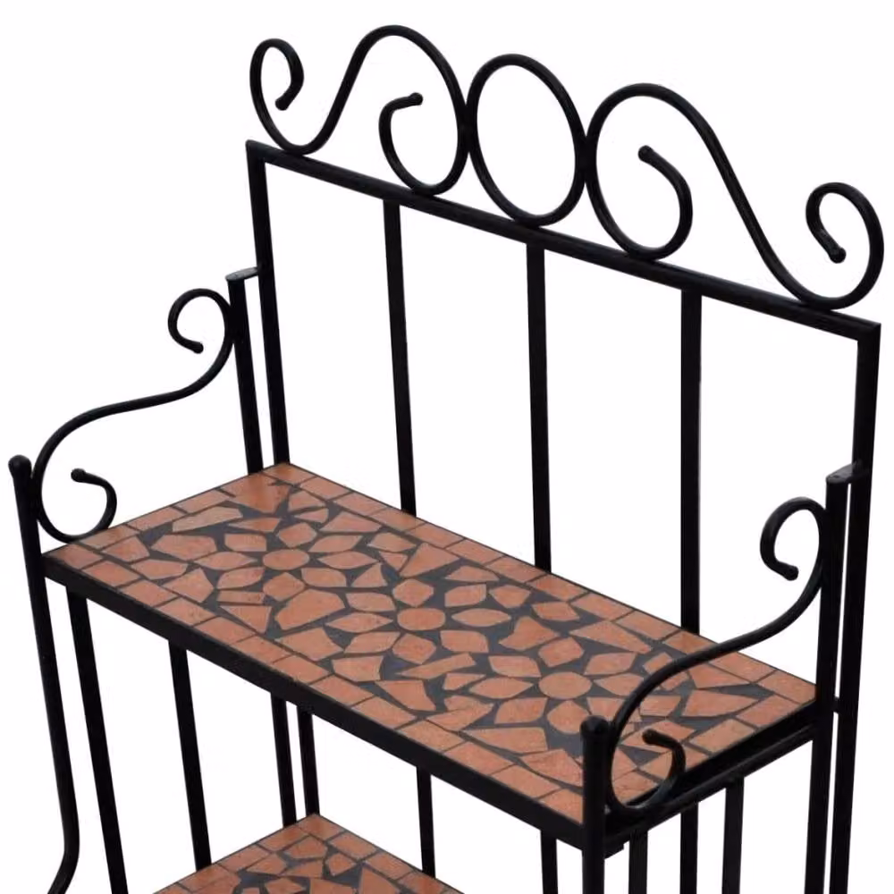 Berkfield Home Black Mosaic Pattern Plant Stand with Ceramic Planter, H 115 x W 30 x D 58 cm – 4