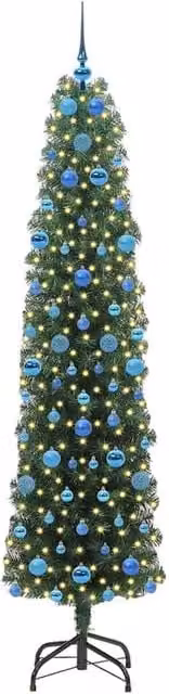 Berkfield Home Artificial Green Christmas Tree with 300 Warm White LEDs and Stand – 1