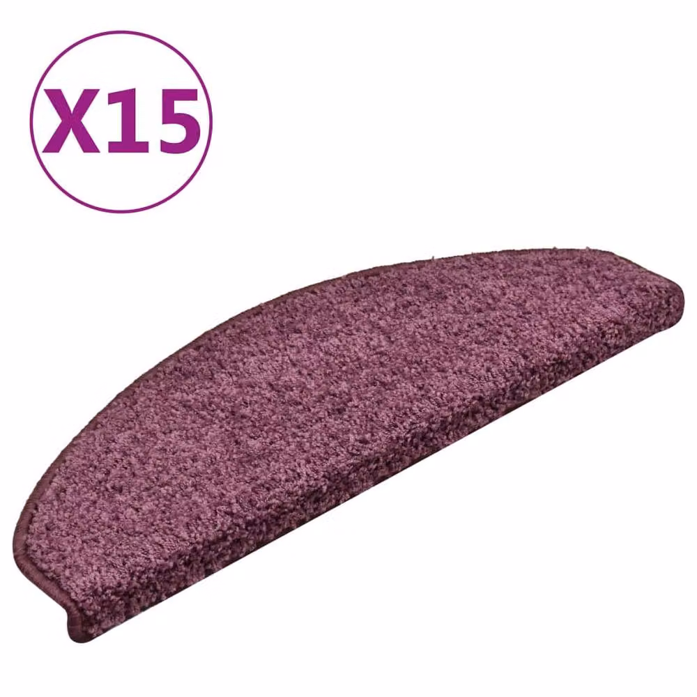 Berkfield Home Self-Adhesive Carpet Stair Treads, 15 Pieces, Dark Purple, W: 65 cm, D: 21 cm, H: 4 cm – 3