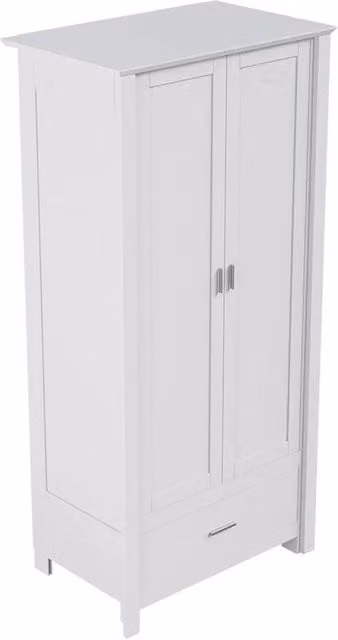 KORVIXA Modern White Wooden 2-Door Bedroom Wardrobe with Internal Drawers and Hanging Rod, W/D/H: 100 x 100 x 100 cm – 1