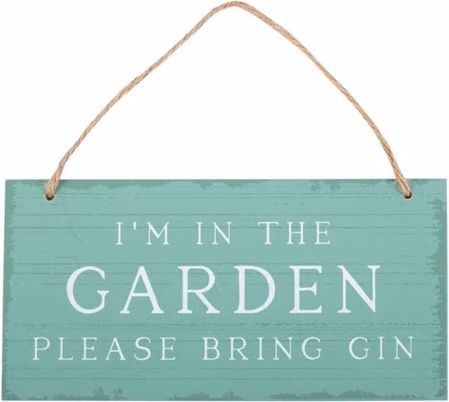 KDMK Garden Gin Request Shabby Chic Wooden Hanging Wall Plaque in Green and Turquoise