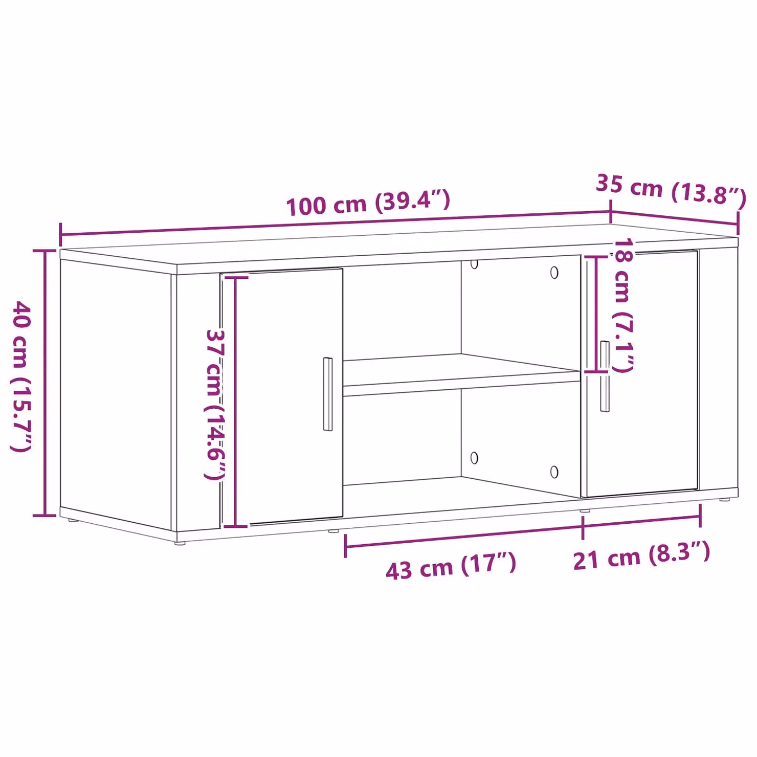 Berkfield Home Rustic TV Cabinet in Brown Engineered Wood W/D/H: 100 x 35 x 40 cm – 5