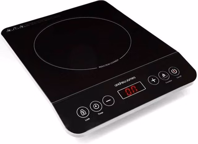 Andrew James Single Digital Induction Hob with Glass Surface in Black