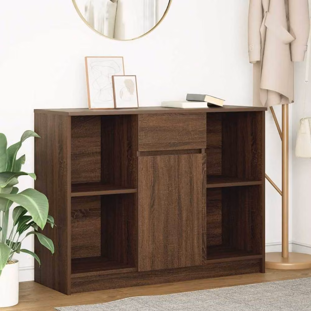 Berkfield Home Modern Sideboard with Drawer in Brown Oak, W/D/H: 101 x 35 x 76 cm – 2