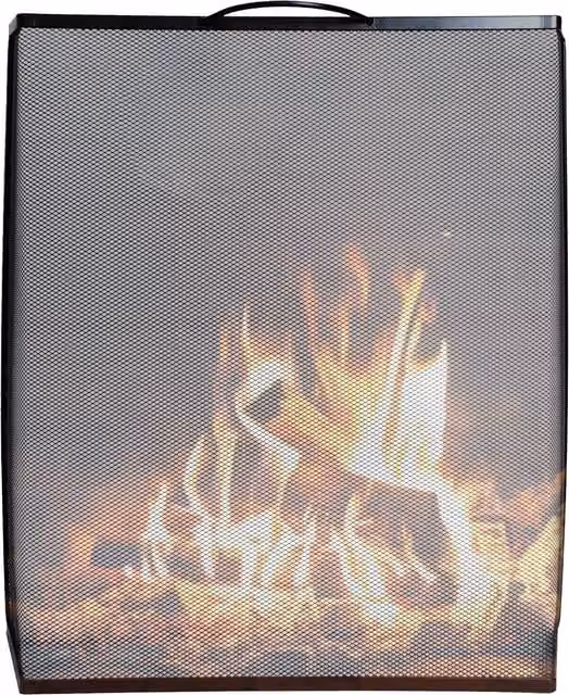 Simpa Clifton Black Fire Guard Single Panel Mesh Fireplace Screen