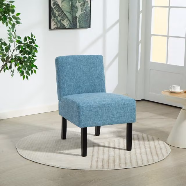 Artemis Home Elara Modern Fabric Armless Accent Chair in Petrol Blue
