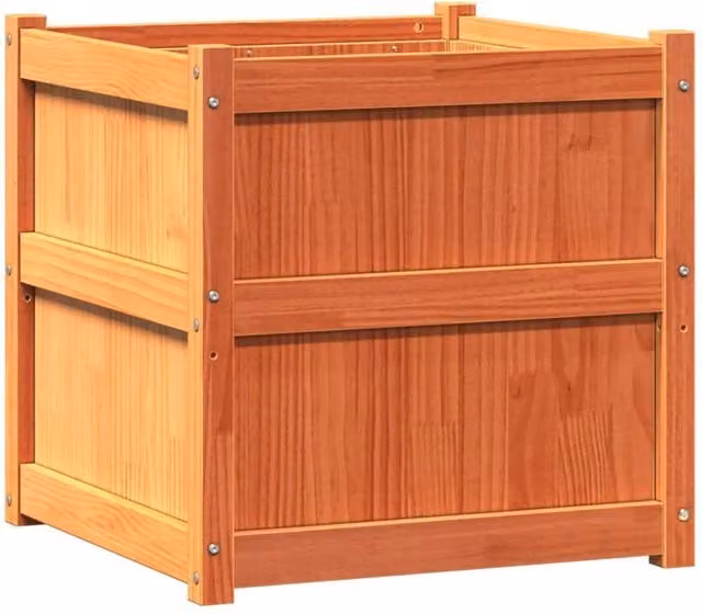 Berkfield Home Garden Wax Brown Solid Wood Pine Planter Tub, 2 Pack, W/D/H: 60 x 60 x 55.5 cm – 1