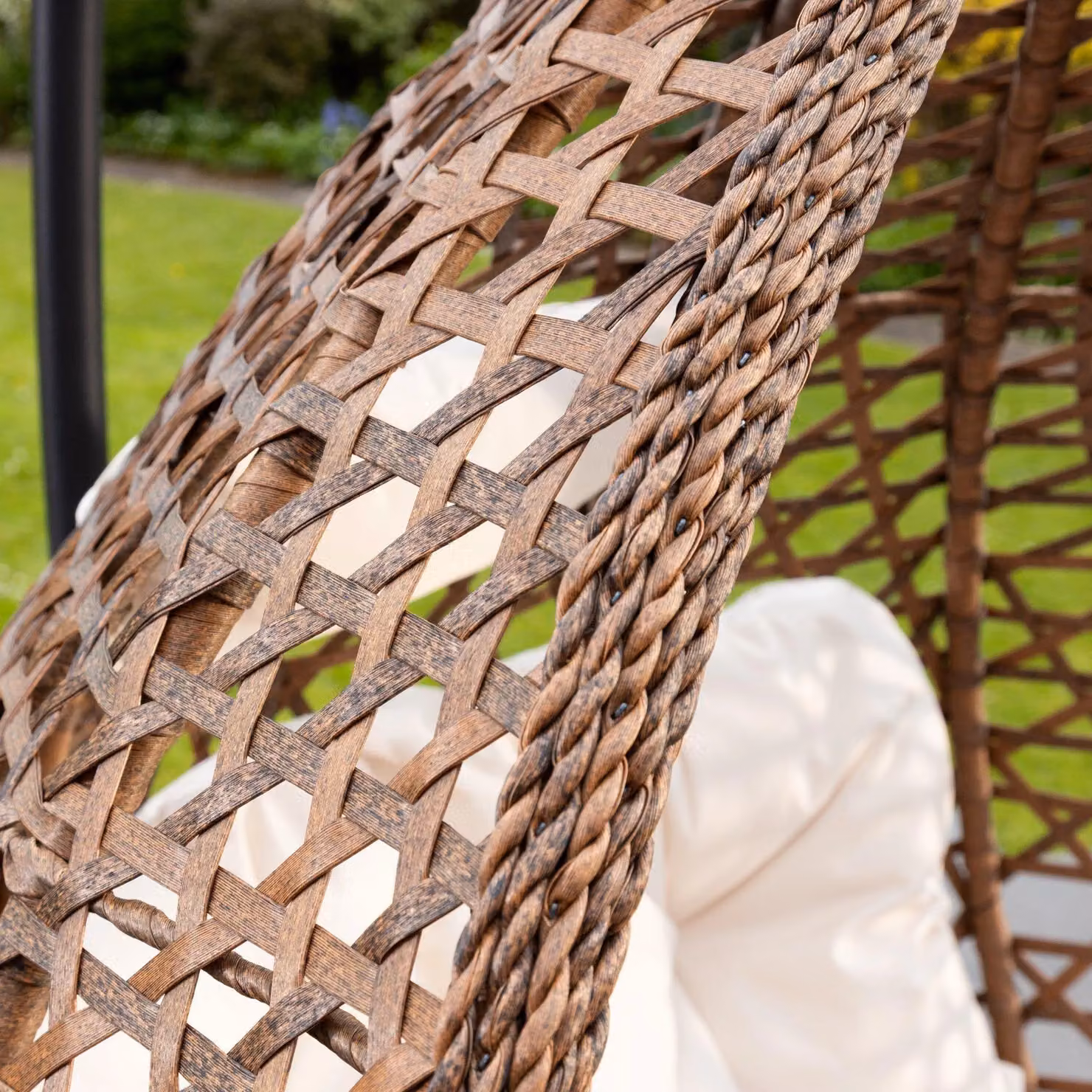 Artemis Home Henley Swing Egg Pod Chair in Beige with Metal Frame and Rattan Design, H 190 x W 103 x D 80 cm – 2