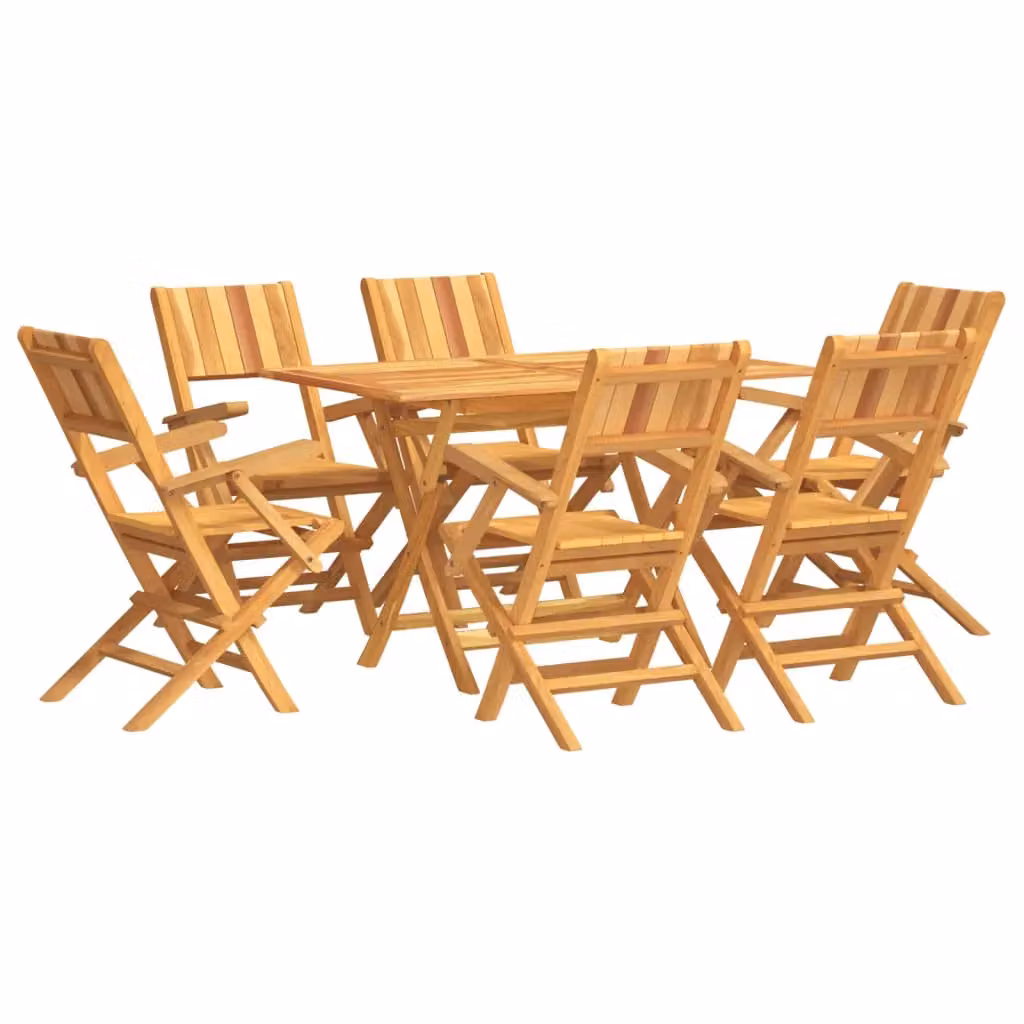 Berkfield Home 7 Piece Classic Solid Teak Wood Garden Dining Set in Brown – 2