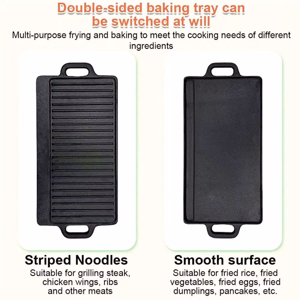 Nordara Non Stick Cast Iron Griddle Pan Skillet in Black, W: 40 cm, D: 50 cm – 3