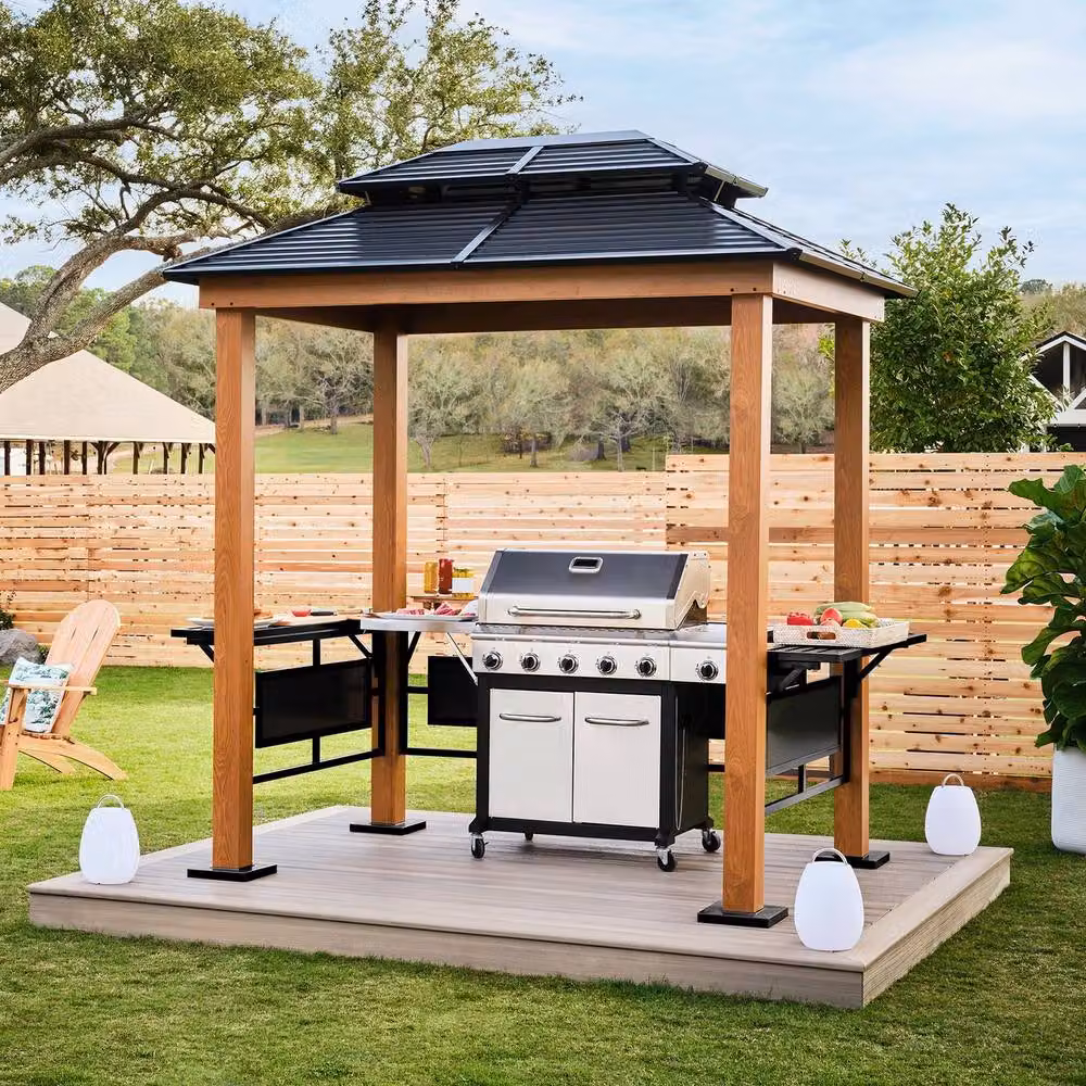 Sojag Maui BBQ Shelter in Brown Aluminium and Metal, W: 249 cm, D: 178 cm, H: 278 cm – 2