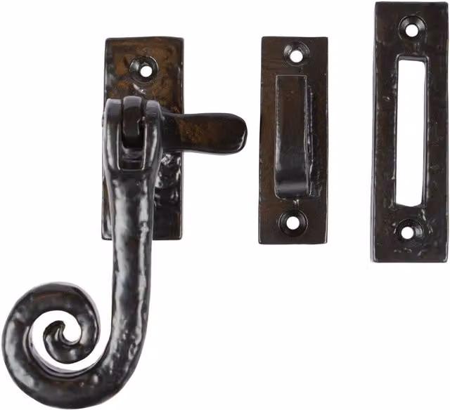 Hammer and Tongs Matt Black Left Handed Curly Tail Window Fastener, 45 x 115 mm