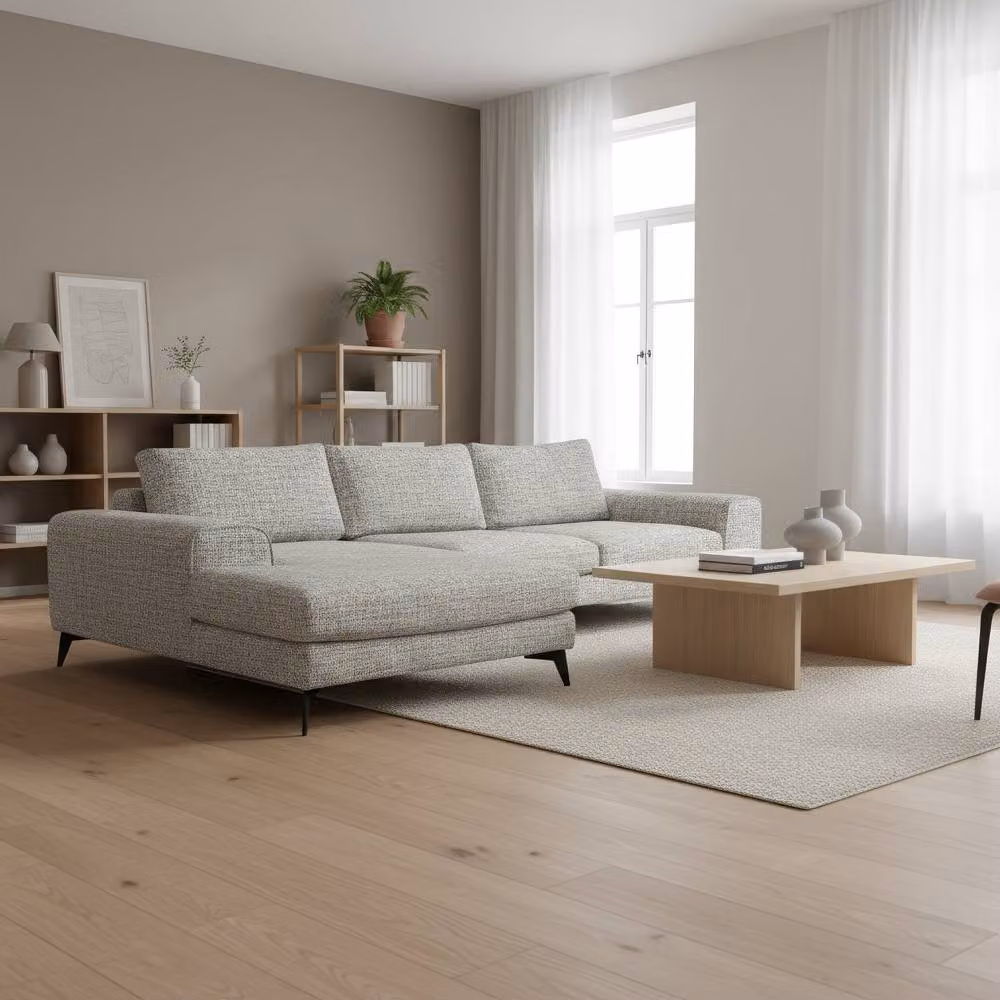 Abakus Direct Venice Chenille L-Shaped Corner Sofa in Grey, Left Facing – 3