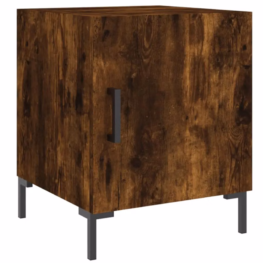 Berkfield Home Set of 2 Smoked Oak Bedside Cabinets in Brown, W/D/H: 40 x 40 x 50 cm – 2