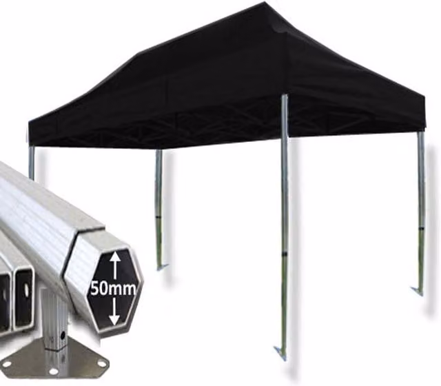 Extreme 50 Instant Pop Up Pent Gazebo, Black, W: 4.5 m, D: 3 m, H: 1.9 m
