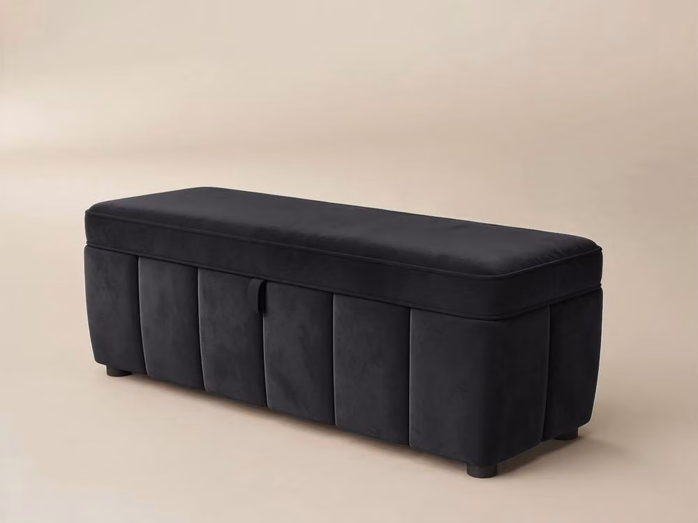 Solace+Co Emilie Velvet Upholstered Blanket Box in Black – 2