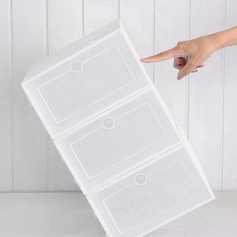 PAWNORA Set of 12 White and Transparent Plastic Shoe Storage Boxes with Handles – 2