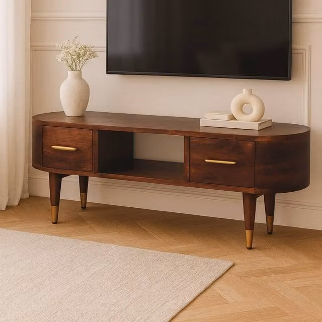 Artisan Furniture Mid-Century Mango Wood Media Unit in Brown