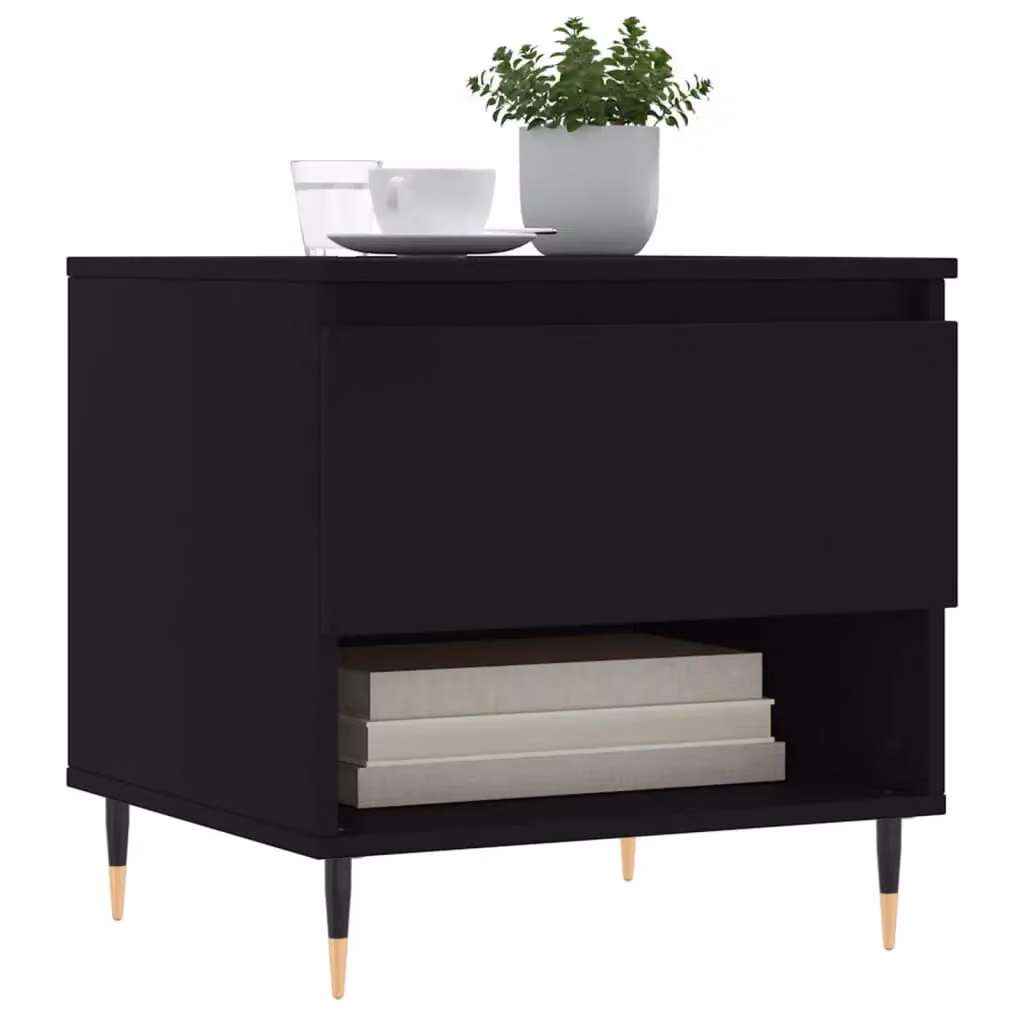 Berkfield Home Modern Black Coffee Table in Composite Wood, W/D/H: 50 x 46 x 50 cm – 3