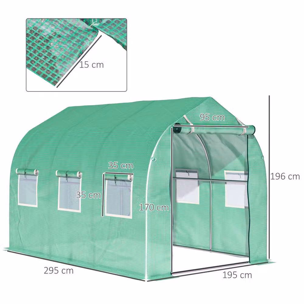 STILVORA Green Walk-In Greenhouse with Windows and Door, W/D/H: 300 x 200 x 196 cm – 2