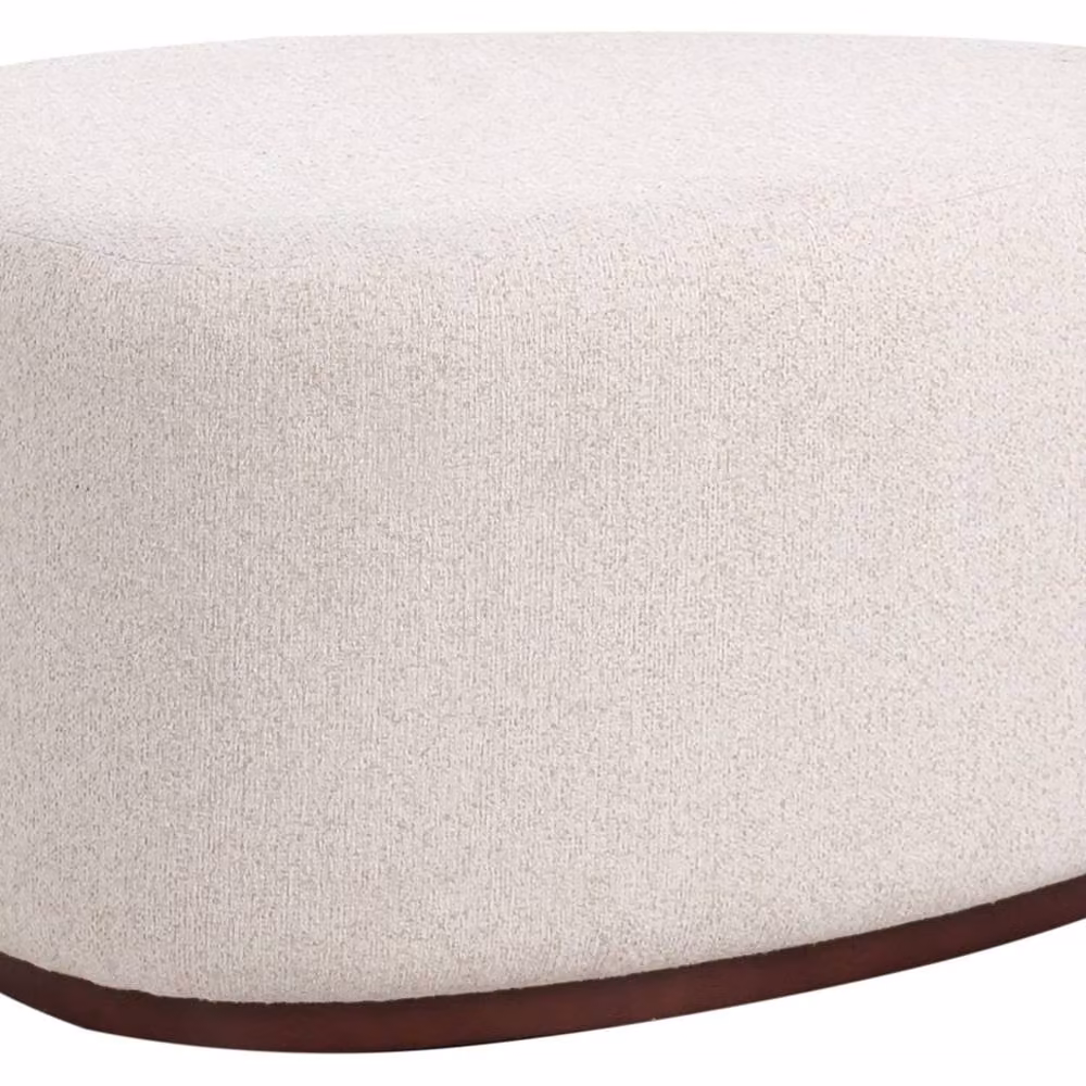 Wyld and Coco Light Beige Fabric Pouffe – 2