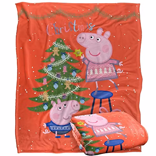 Hasbro Peppa Pig Christmas Fun Super Soft Fleece Blanket, White, W/D/H: 152 x 127 cm – 1