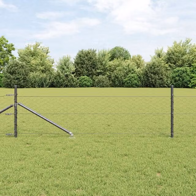 Berkfield Home Grey PVC Coated Steel Hexagon Fence, H: 40 cm x W: 25 m – 1
