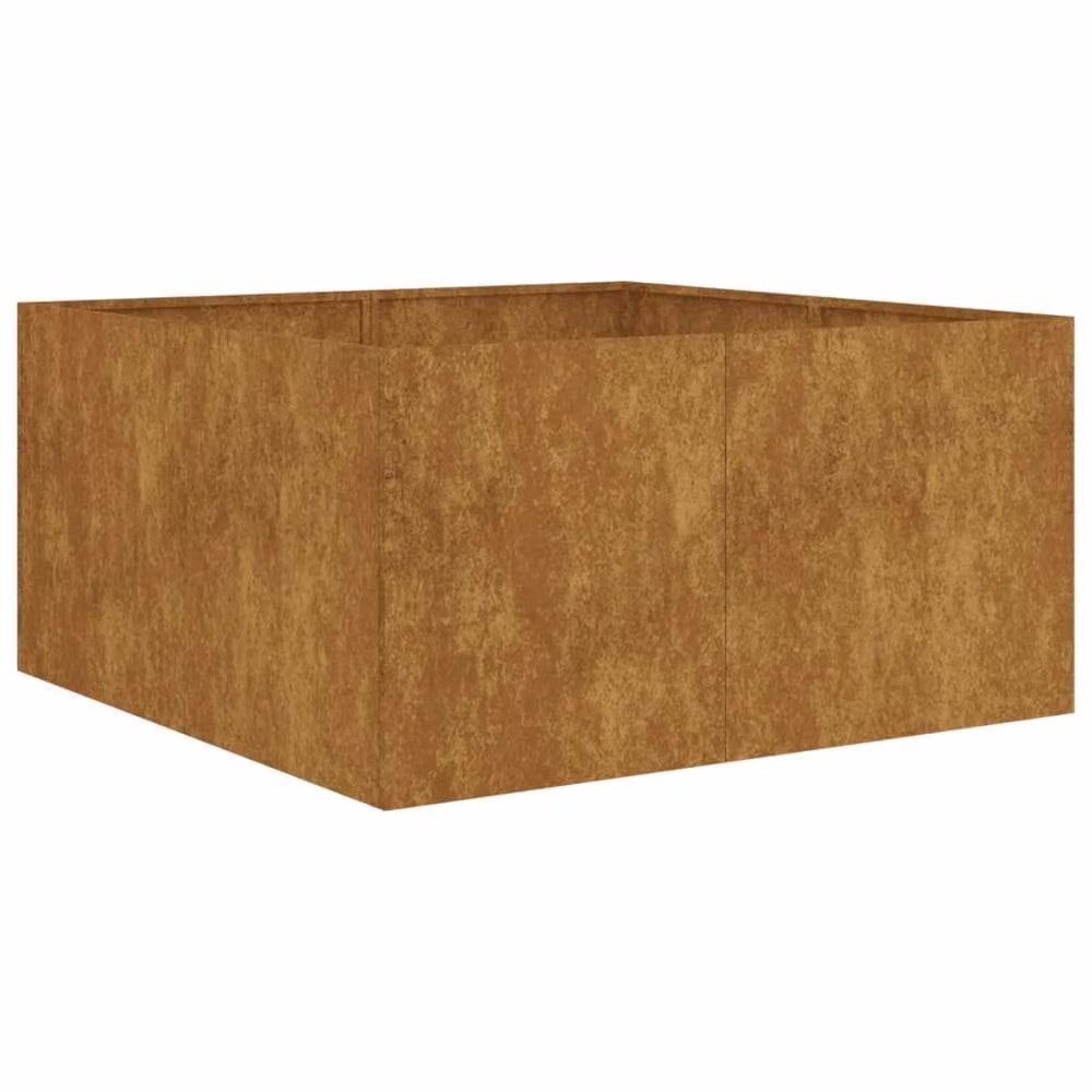 Berkfield Home Brown Corten Steel Planter Tub W/D/H: 80 x 80 x 40 cm – 2