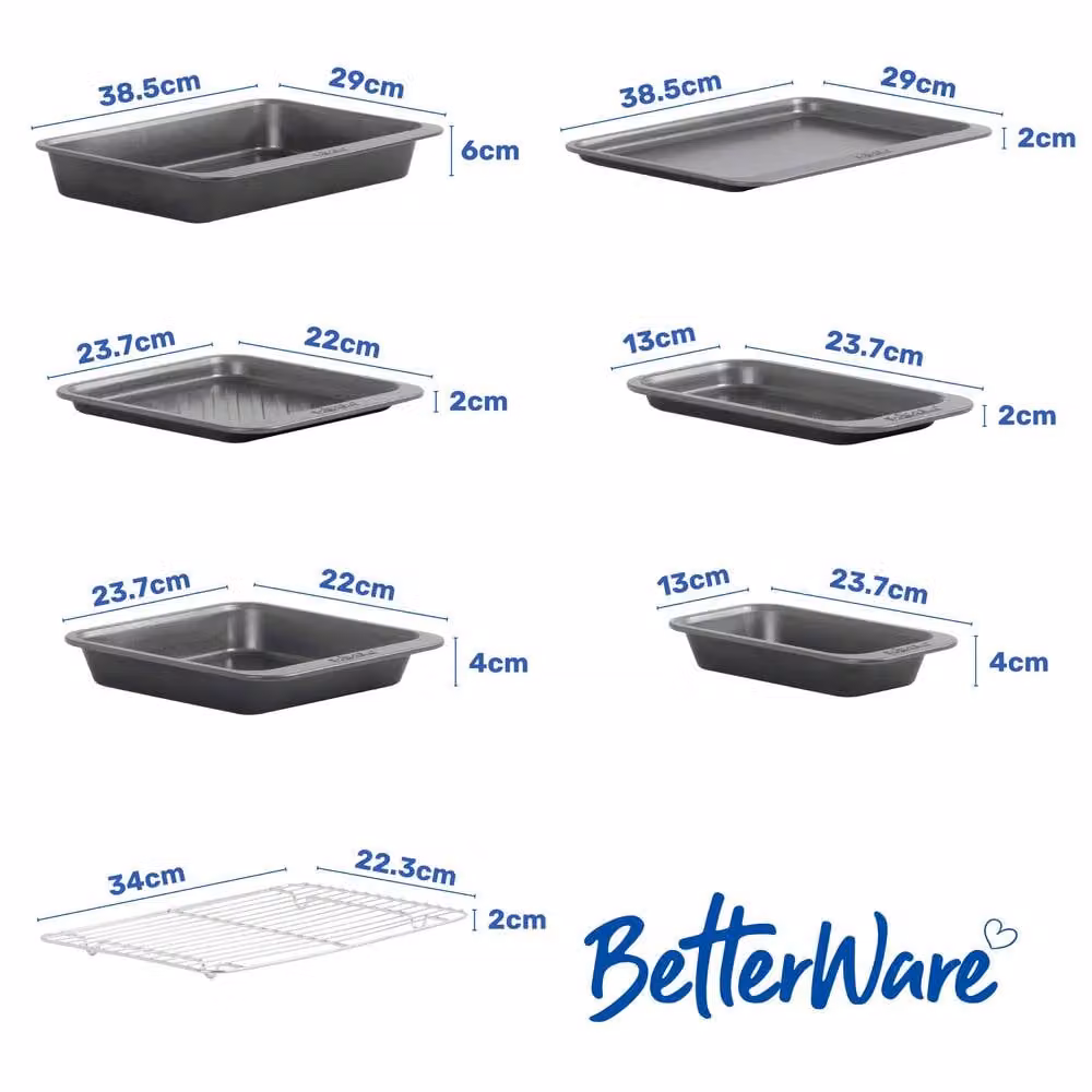 Betterware Stack Ease 7 Piece Non-Stick Carbon Steel Bakeware Set in Grey – 3
