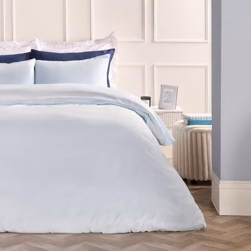 Brentfords Double Microfibre Polyester Duvet Cover Set with Matching Pillowcases, Light Blue, Duvet Cover: 200 x 200 cm, Pillowcases: 50 x 75 cm