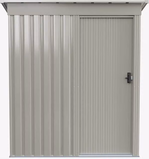 Living and Home Grey Metal Outdoor Garden Storage Shed with Lockable Sliding Door, W/D/H: 91.44 x 152.4 x 91.44 cm
