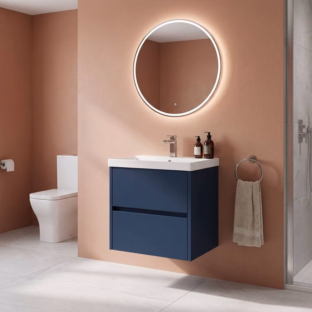 Balterley Chartley Contemporary 2 Drawer Wall Hung Vanity Basin Unit, Blue, Width: 50 cm – 2