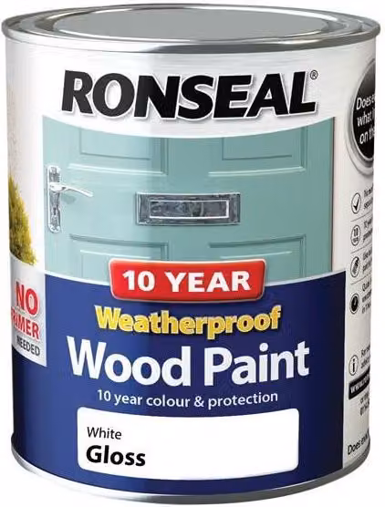 Ronseal Weatherproof Opaque Wood Paint White Gloss 0.75 l – 4