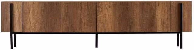 CALICOSY ATLAS TV Stand with 2 Drop-Down Doors and Metal Legs in Walnut, W: 180 cm, D: 45 cm, H: 30 cm – 1