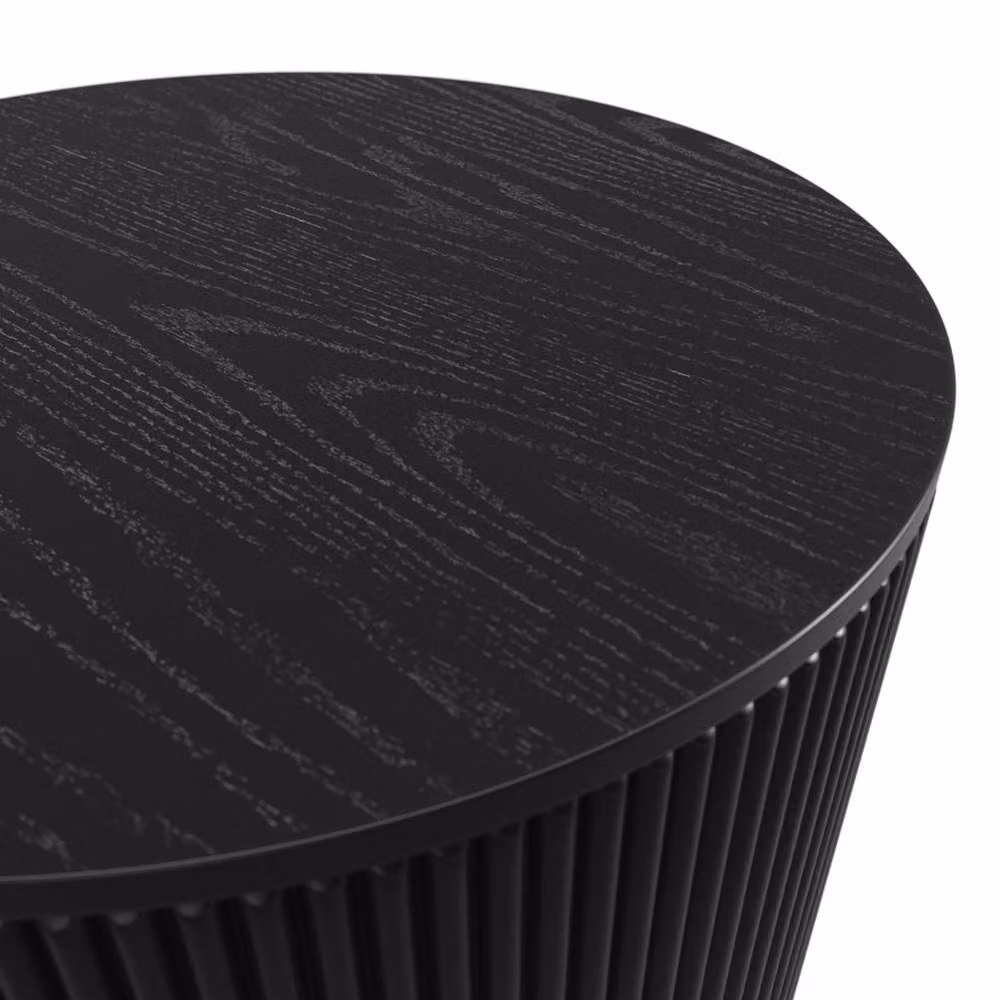Wyld Haus Trecool Black Oak Veneer Reeded Round Coffee Table, Diameter: 65.0 cm, Height: 46.5 cm – 3
