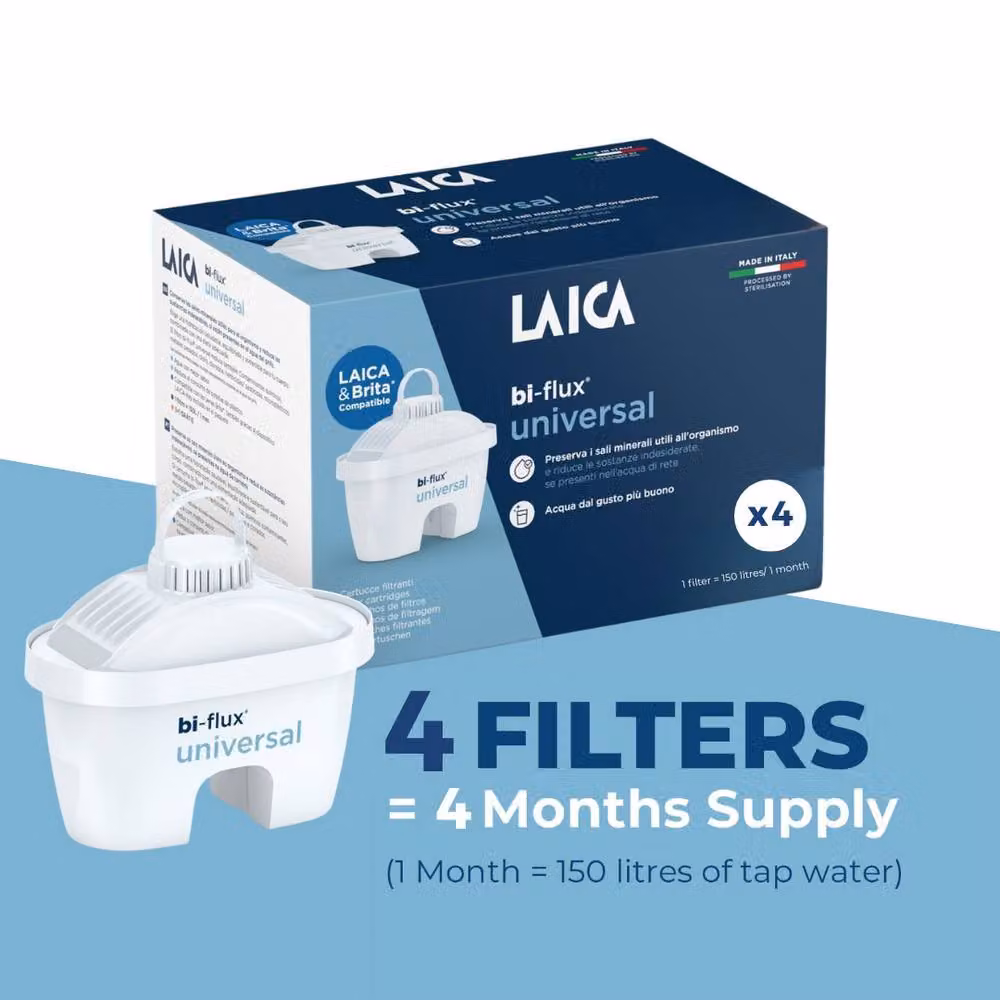 LAICA Bi-flux Water Filter Cartridges 4 Pack in White – 2