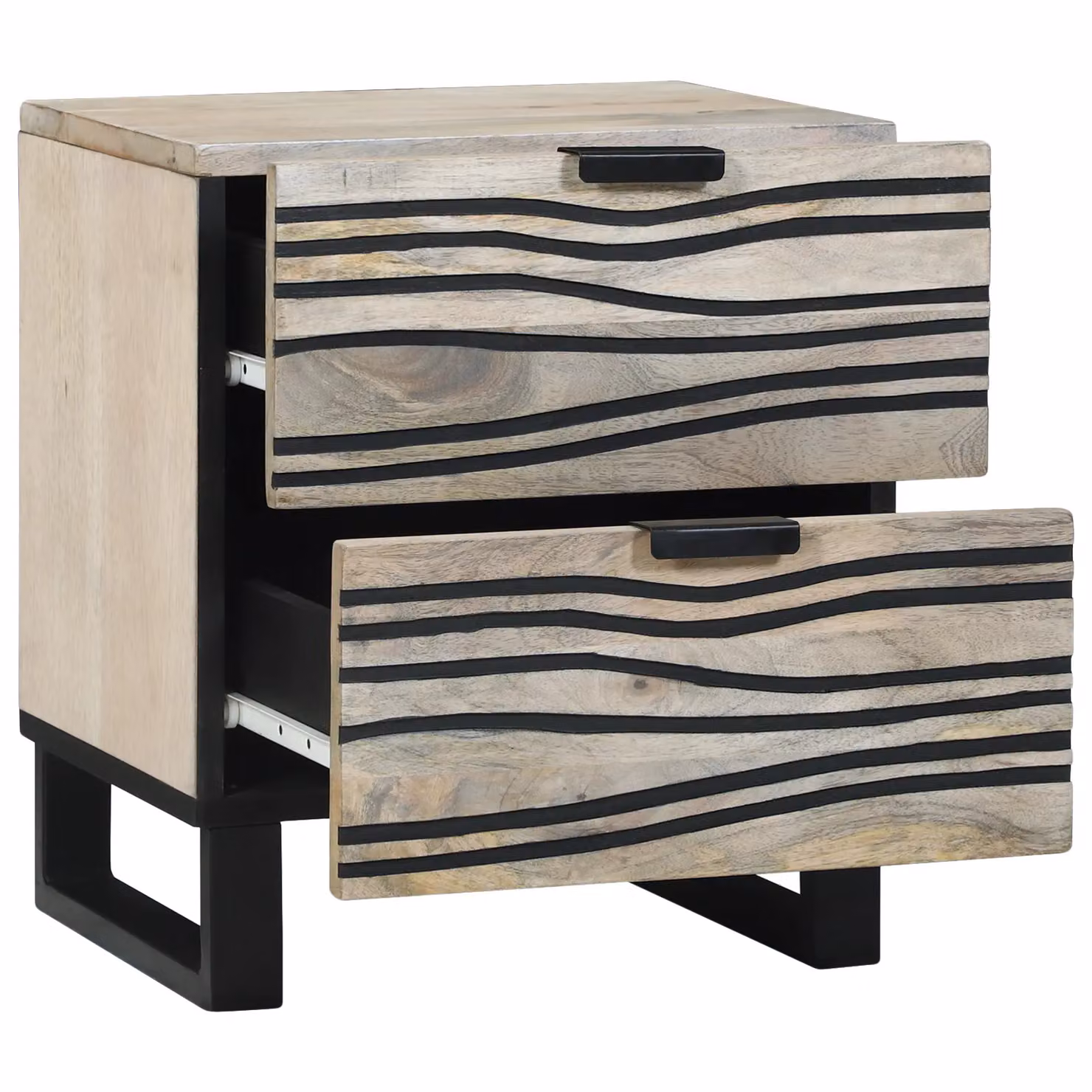 Berkfield Home Set of 2 Bedside Tables with Drawer in Walnut, W/D/H: 40 x 33.5 x 46 cm – 3