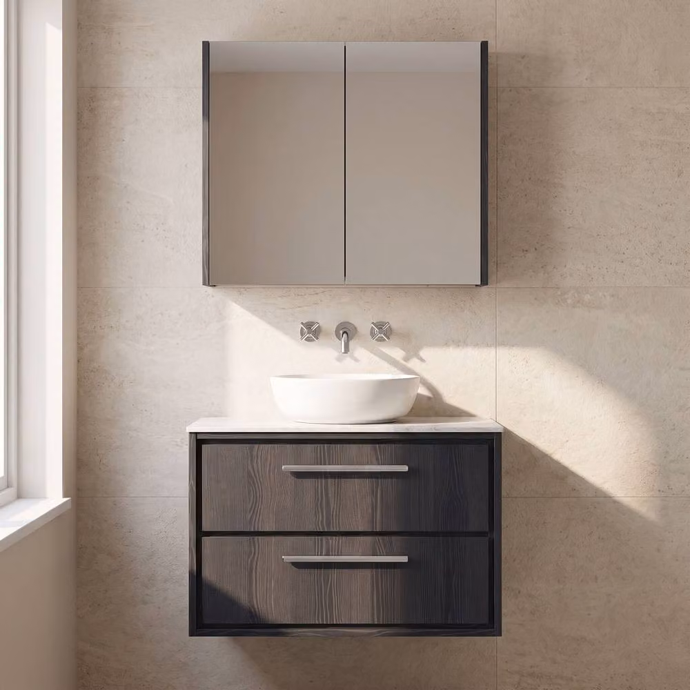 Balterley Longnor 2 Drawer Wall Hung Vanity Unit, Graphite Grey, Width: 80 cm – 2
