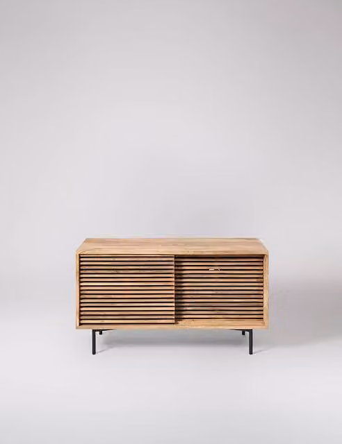 Swoon Weaving Mango Wood 2 Door Media Unit in Brown and Beige