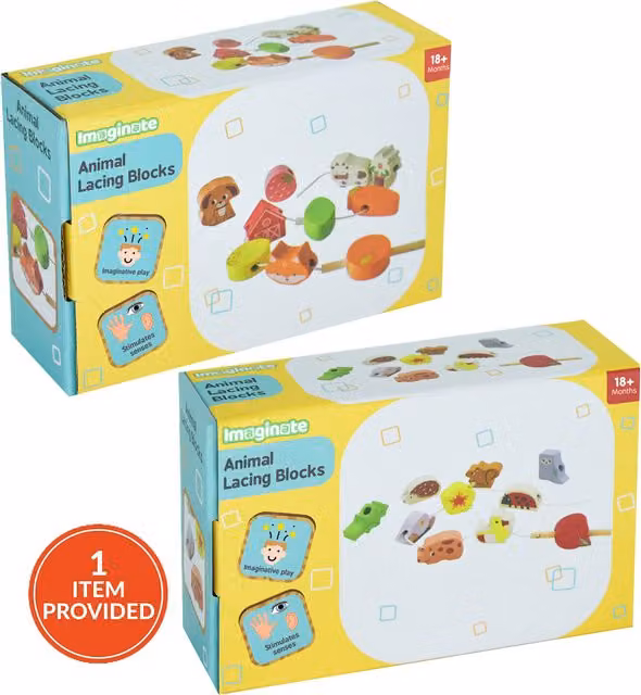 Imaginate Multicolour Animal Lacing Wooden Blocks