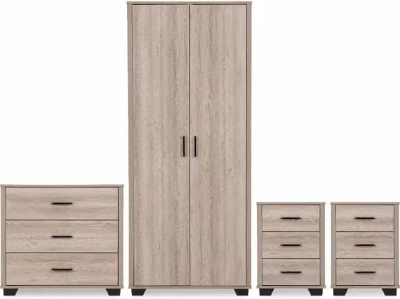 Seconique Oliver 4 Piece Bedroom Furniture Package in Light Oak