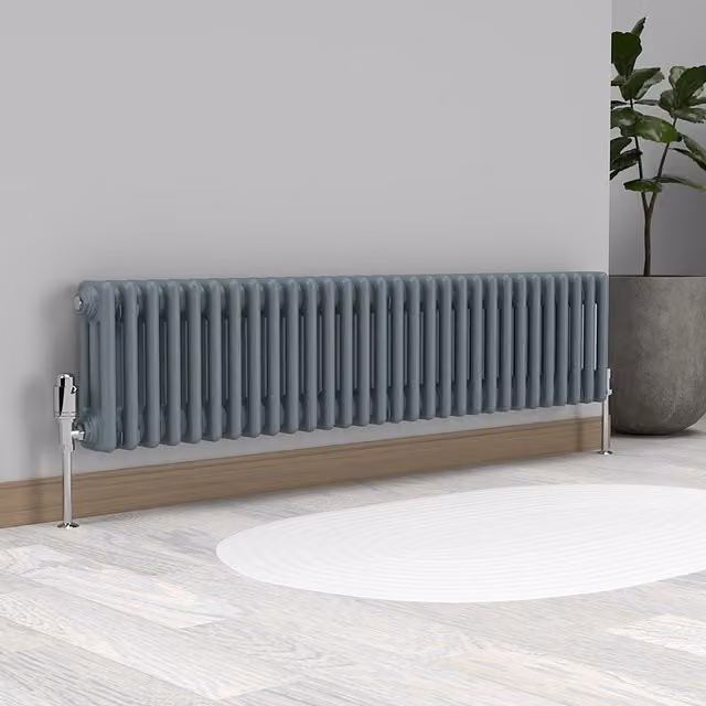 Lux Heat Horizontal Column Radiator in Pebble Grey, 3 Column, H: 137 cm, W: 30 cm
