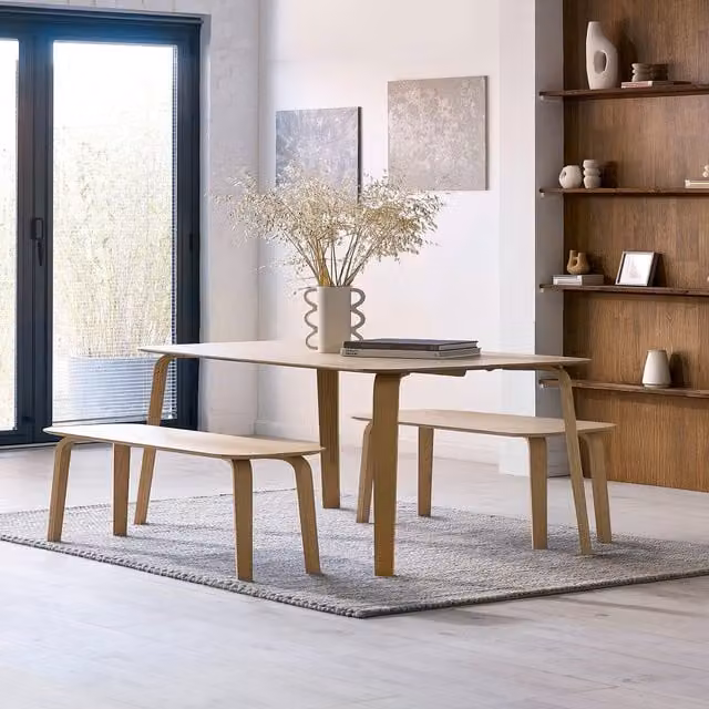 Julian Bowen Kaito Round Scandinavian Oak Dining Table in Beige and Brown
