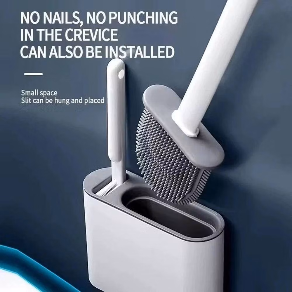 KORVIXA Silicone Toilet Brush and Holder Set in Grey – 5