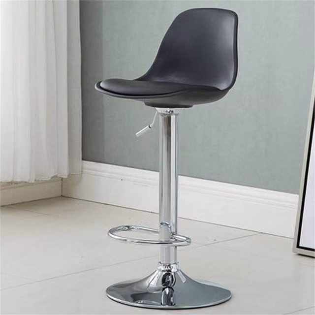 Nordara Black Synthetic Leather Adjustable Height Swivel Bar Stools with Metal Base