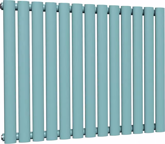 Lux Heat Oval Horizontal Coloured Radiator in Caribbean Sea, W: 78 cm, H: 60 cm