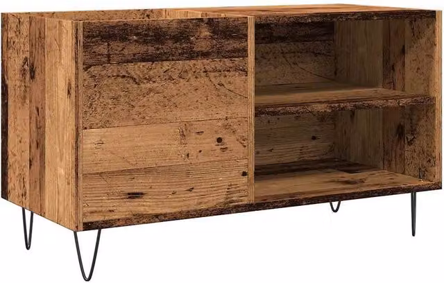 Berkfield Home Record Cabinet in Old Wood Brown, W/D/H: 84.5 x 38 x 48 cm