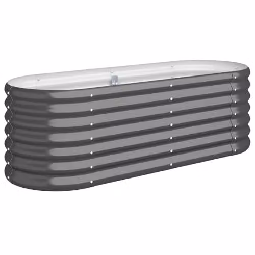 vidaXL Anthracite Galvanised Steel Raised Bed for Vegetable, Herb or Ornamental Gardens W/D/H: 114 x 40 x 36 cm