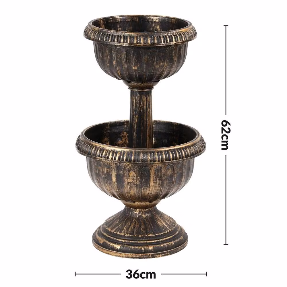 SPETLEK 2 Tier Metal Garden Planter Tub in Bronze and Multicolour – 2