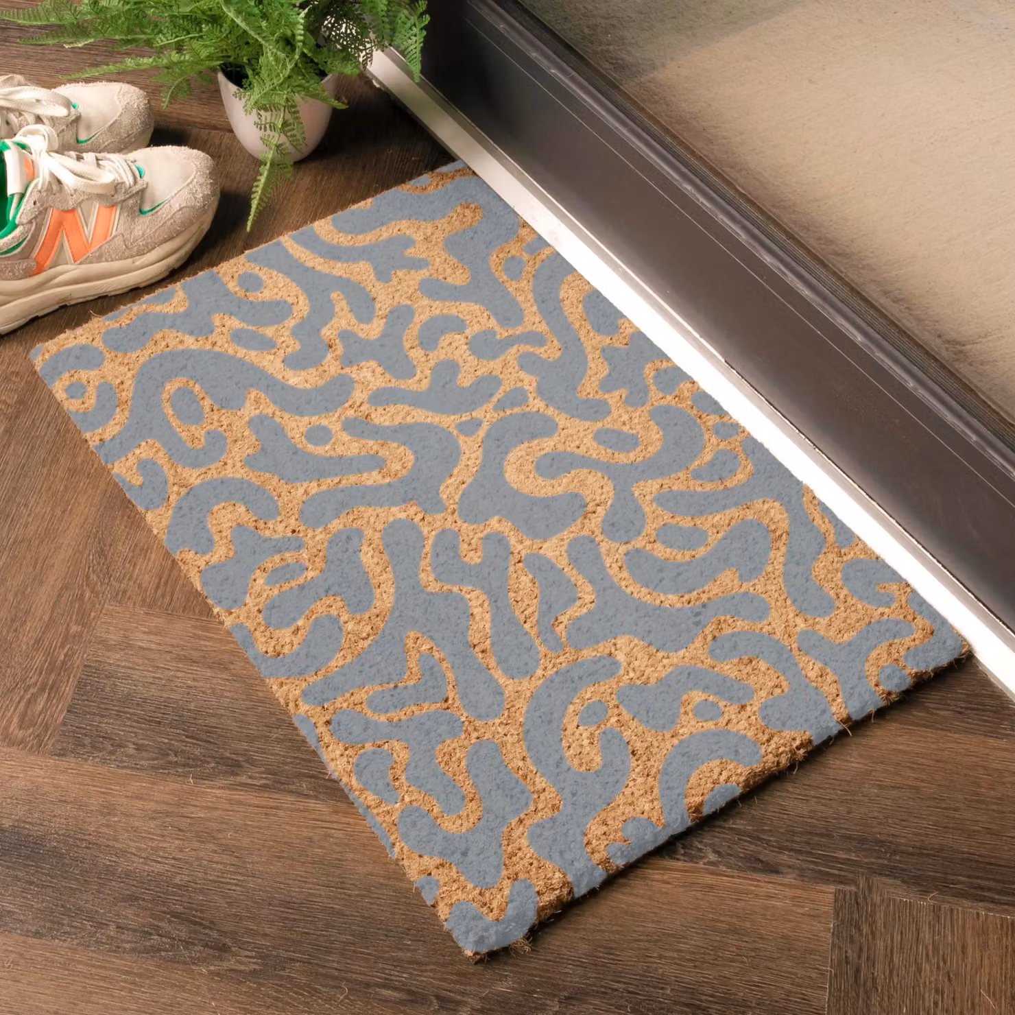 Artsy Mats Grey Abstract Blobs Pattern Doormat, W: 60 cm, D: 40 cm – 2